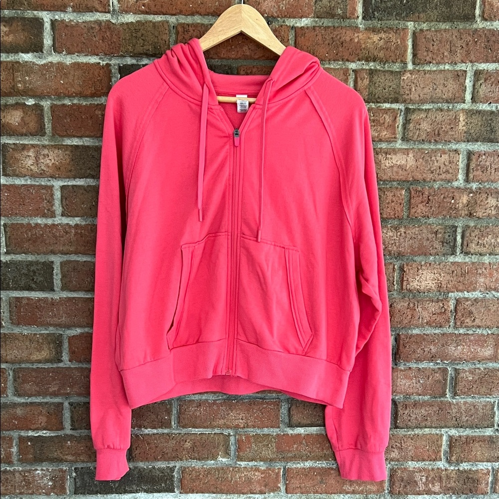 Bright Pink hoodie sweatshirt zip up Jacket size XL